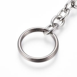 Stainless steel 304 key rings with chain for necklaces for jewelry Gray size 18x2 mm