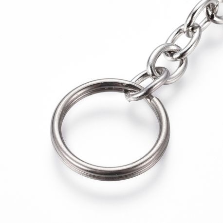 Stainless steel 304 key rings with chain 18x2 mm 4 pcs. MD2306