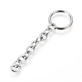 Stainless steel 304 key rings with chain 18x2 mm 4 pcs.
