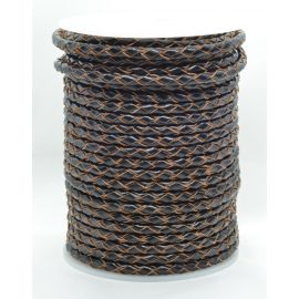 Natural braided leather cord 4 mm 1 meter VV0790