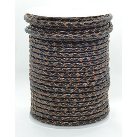 Natural braided leather cord 4 mm 1 meter VV0790