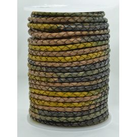 Natural braided leather cord 4 mm 1 meter VV0793