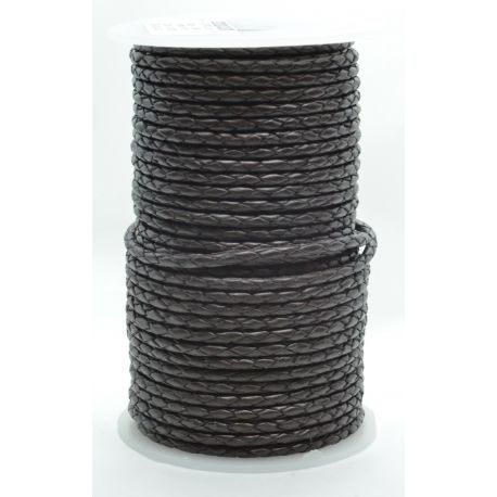 Natural braided leather cord 3 mm 1 meter VV0787