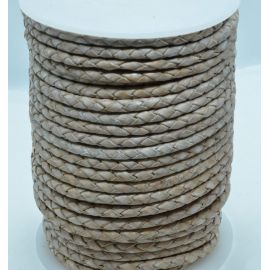 Natural braided leather cord 4 mm 1 meter VV0792