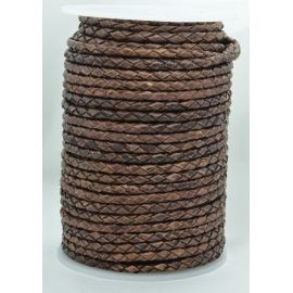 Natural braided leather cord 3.7 mm 1 meter VV0791