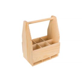 Wooden box with a handle for beer 24x17x32 cm 6 pcs. 1 pc. MED0053
