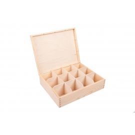 Medinė dėžutė arbatai 29x22x8,5 cm 12sk. 1 vnt.