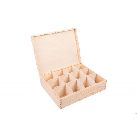 Medinė dėžutė arbatai 29x22x8,5 cm 12sk. 1 vnt. MED0050