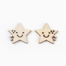 Wooden decorations "Moon and Star" 30 mm 10 pcs.