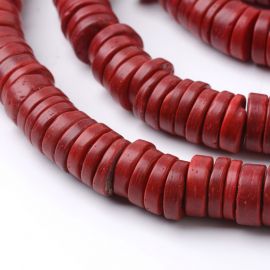 Natürliche Kokosnussperlen für Halskette Armbänder Schmuck Innendurchmesser Loch ~ 3 mm .. Rote Burgunder Größe