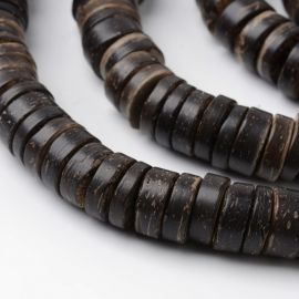 Natürliche Kokosnussperlen für Halskettenschmuck Dunkelbraune Größe 12x2-5 mm runde Form