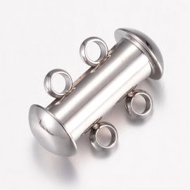 Edelstahl 304 2-reihige Schließe für Halsketten für Schmuck Grau Größe 15x10x6 5 mm