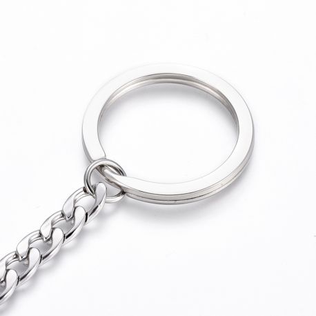Edelstahl 304 Schlüsselringe mit Kettenblatt 30 mm Kette 60x0,7 mm 2 Satz. MD2346
