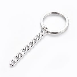 Stainless steel 304 key rings with chain ring 30 mm chain 60x0.7 mm 2 set.