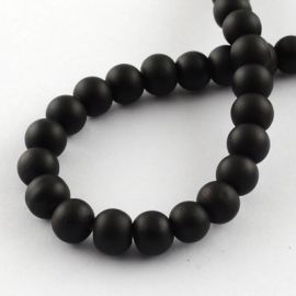 Glasperlen für Halsketten für Schmuck Schwarze Größe 8 mm runde Form