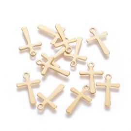 Stainless steel 304 pendant "Cross", 15x10x0.7 mm., 2 pcs. MD2406