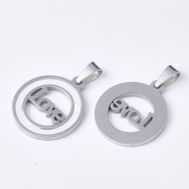 Stainless steel 201 pendant with sink insert "Love", 23x20x2 mm., 1 pc.