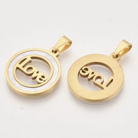 Stainless steel 201 pendant with sink insert "Love", 23x20x2 mm., 1 pc.