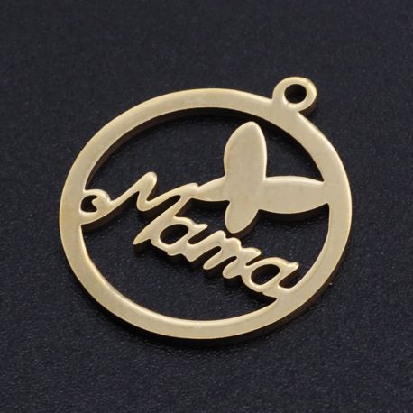 Nerūsējošā tērauda 304 kulons "Mama", 23x20x1 mm., 1 gab. MD2398