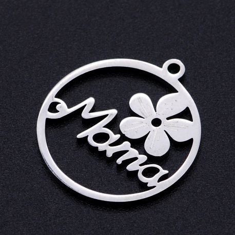 Кулон "Mama" из нержавеющей стали 304, 23x20x1 мм., 1 шт. MD2399