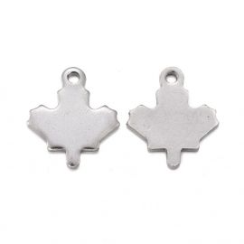 Edelstahl 304 Anhänger "Blatt", 13x11x0,8 mm., 4 Stk.