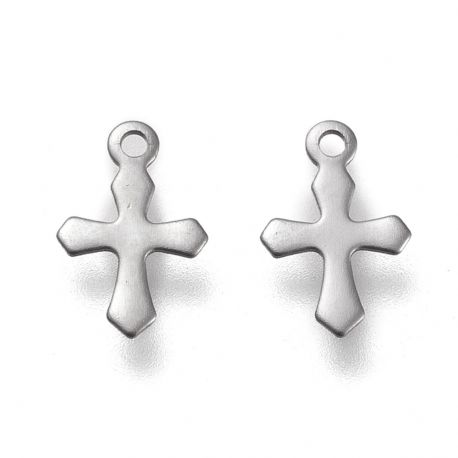 Stainless steel 304 pendant "Cross" 9x5x0.3 mm 8 pcs. MD2410