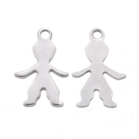 Stainless steel 304 pendant "Man" 16x10x0.7 mm 4 pcs. MD2417