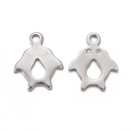 Nerūdijančio plieno 304 pakabukas "Delfinas" 12,5x10x0,9 mm 4 vnt. MD2421