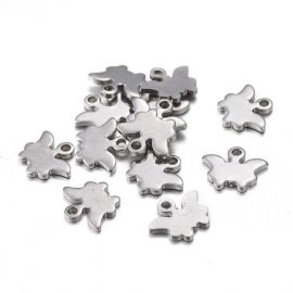 Stainless steel 304 pendant "Butterfly" 7.5x9.3x1 mm 8 pcs.
