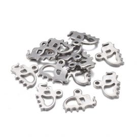 Stainless steel 304 pendant "Elephant" 9x11,5x1 mm 8 pcs.