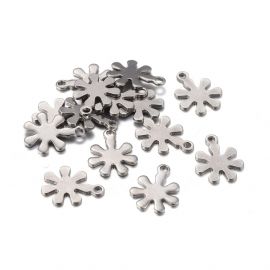 Stainless steel 304 pendant "Snowflake" 11.5x9x0.7 mm 8 pcs.