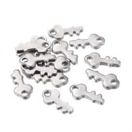 Stainless steel 304 pendant "Key" 12,8x6,5x0,8 mm 8 pcs.