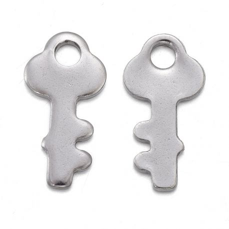 Stainless steel 304 pendant "Key" 12,8x6,5x0,8 mm 8 pcs. MD2419