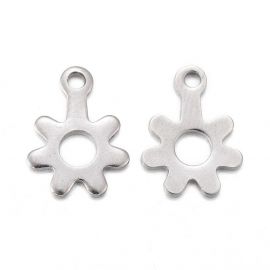 Stainless steel 304 pendant "Flower" 11x8x0.7 mm 8 pcs. MD2420