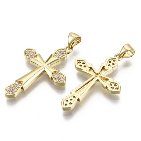 Misiņa kulons ar cirkonu "Cross" 30x20x2,5 mm 1 gab. MD2440