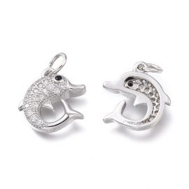 Messingist ripats tsirkooniga "Dolphin" 14x13x3,8 mm 1 tk.