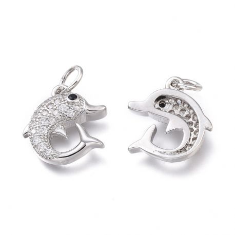 Messingist ripats tsirkooniga "Dolphin" 14x13x3,8 mm 1 tk. MD2438