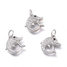 Messingist ripats tsirkooniga "Dolphin" 14x13x3,8 mm 1 tk.
