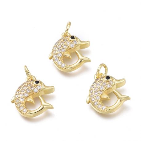 Messingist ripats tsirkooniga "Dolphin" 14x13x3,8 mm 1 tk. MD2439