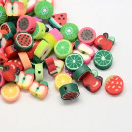 Polymer clay beads "Fruit" 10x9x4 mm 20 pcs.