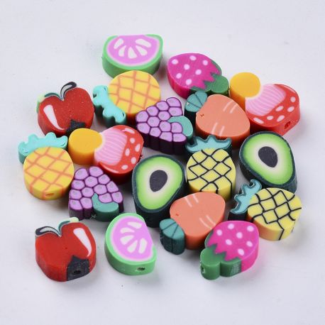 Polymer clay beads "Fruit" 10x9x4 mm 10 pcs. KK0379