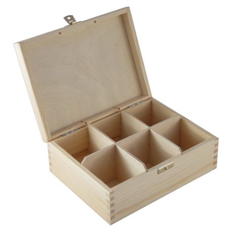Деревянная шкатулка для чая 6 шт. 22x16x8 см MED0060