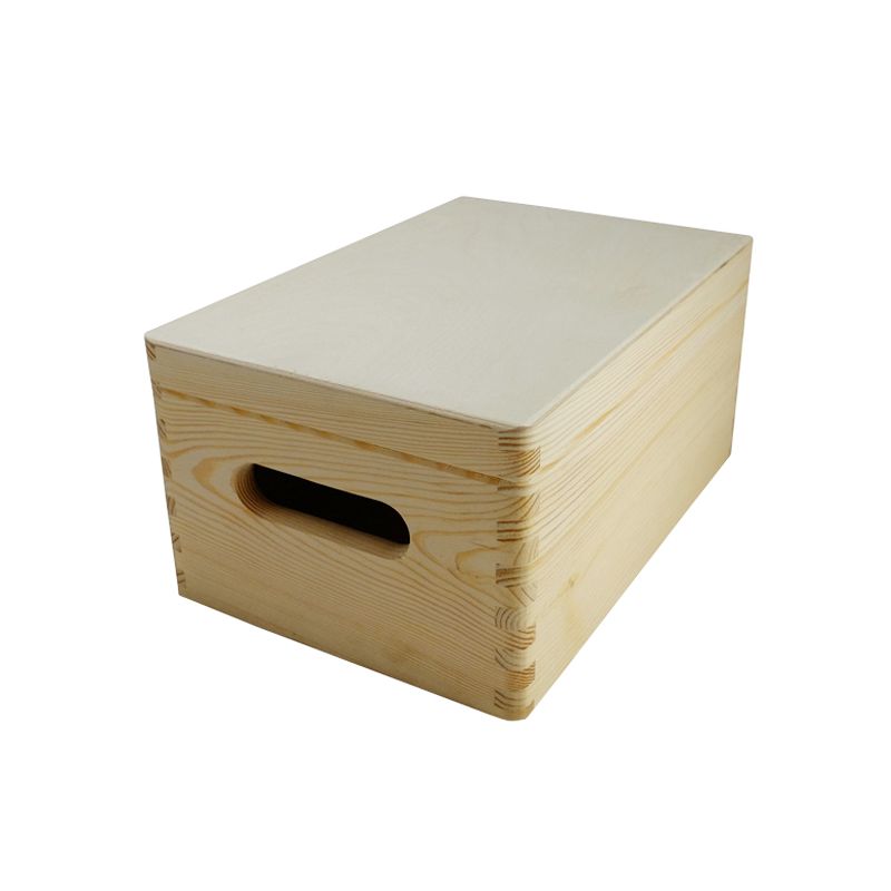 Plain Wooden Storage Box with Lid & Handles 30x20x13 cm 