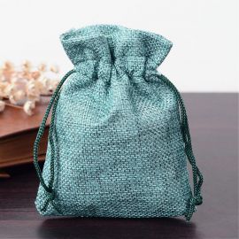 Dekoracijos - Sintetinės drobės dovanų maišelis. Žalsvos spalvos , dydis 12x9 cm 4 vnt 1 maišelis