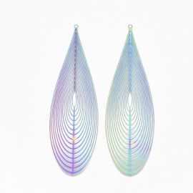 Stainless steel 201 openwork pendants 98x29x0.3 mm., 2 pcs.