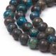 Natural Blue Malachite Beads 6 mm, 1 strand.