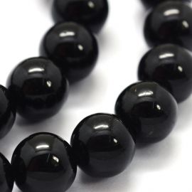 Dabīgas melnās turmalīna krelles A klase 10 mm, 1 šķipsna.