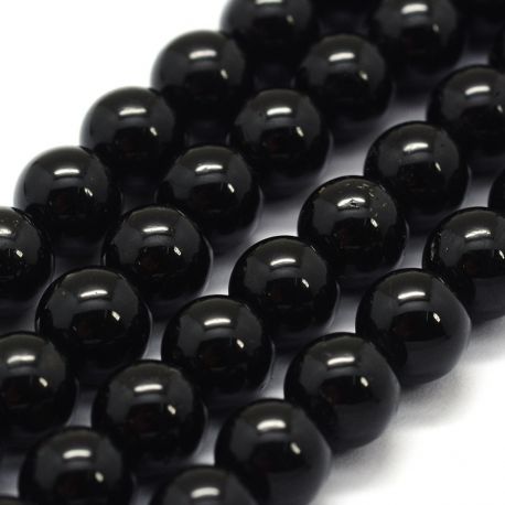 Dabīgās melnās turmalīna krelles A klase 10 mm., 1 šķipsna.