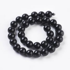 Dabīgas melnās turmalīna krelles 6 mm, 1 šķipsna.