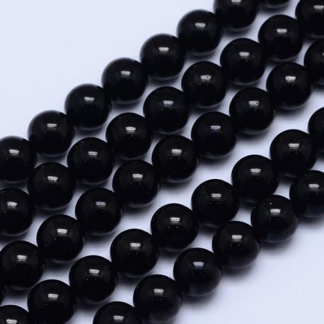 Dabīgas melnās turmalīna krelles A klase 8 mm., 1 šķipsna.